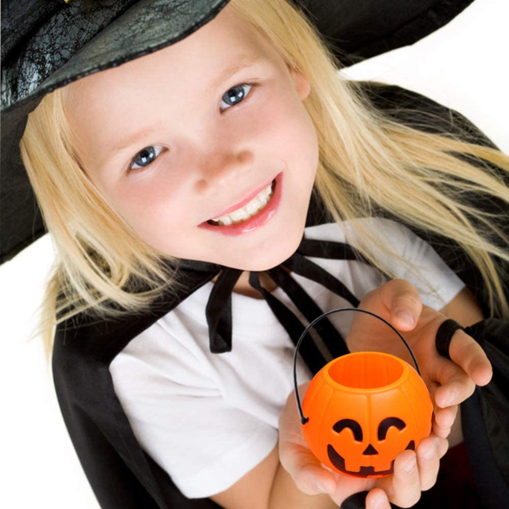 Halloween Mini Pumpkin Basket 6 PACK Candy Bucket for Children