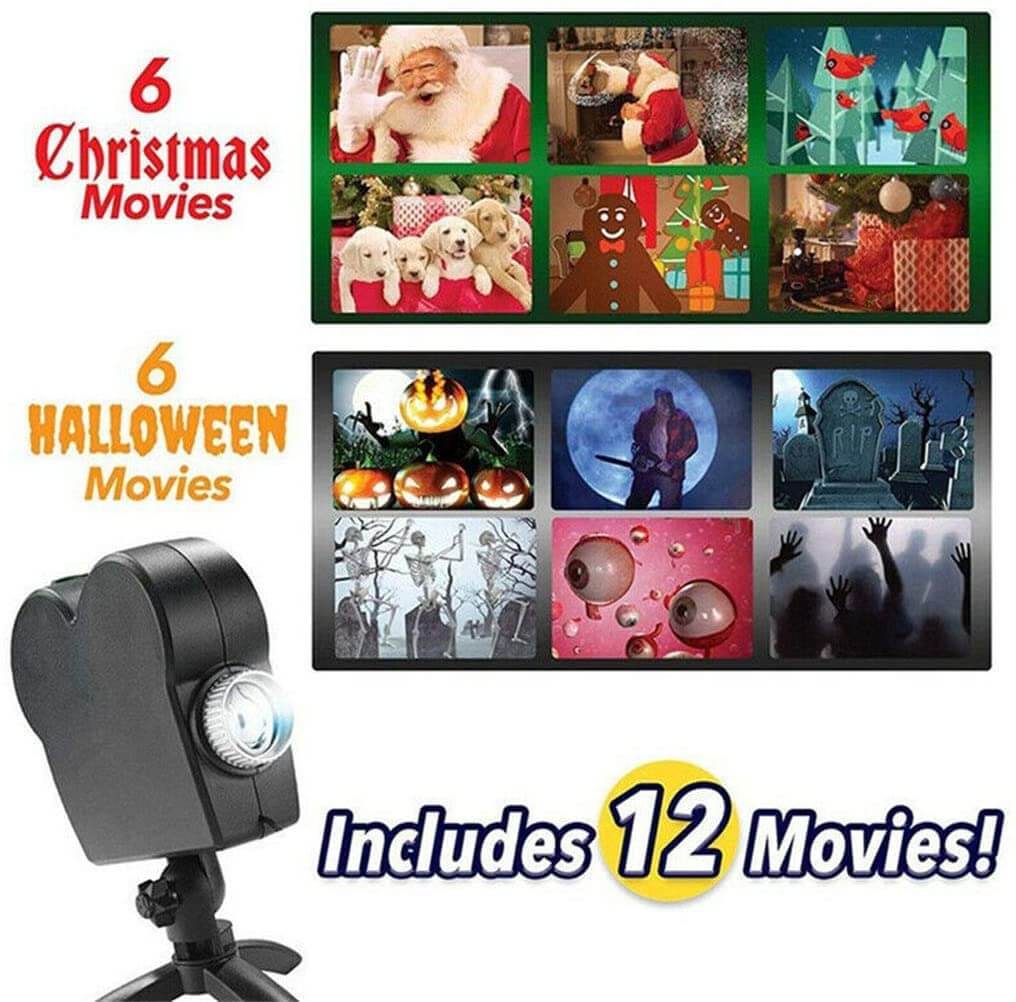 Halloween Window Projector for Halloween Christmas Festival Decorations Outdoor With 12 Movies