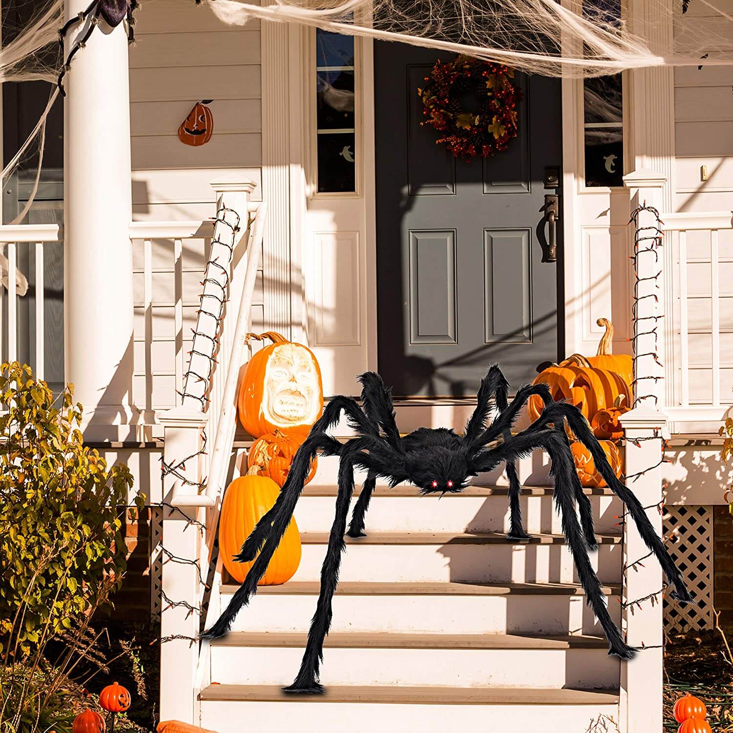 Halloween Outdoor Decorations Hairy Spider 2 PACK 5 Feet