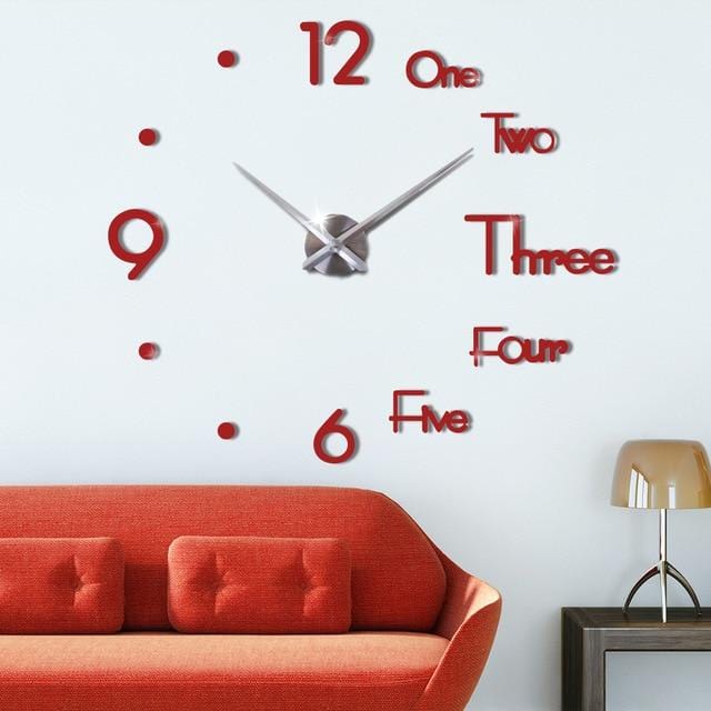 Large Wall Clock For Living Room Red / 27 Inch