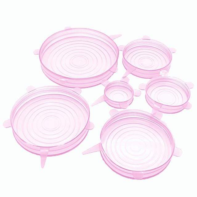 Reusable Silicone Stretch Lids (6 Pcs) Pink