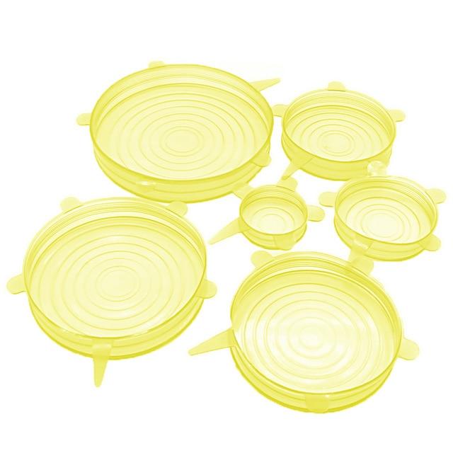 Reusable Silicone Stretch Lids (6 Pcs) Yellow